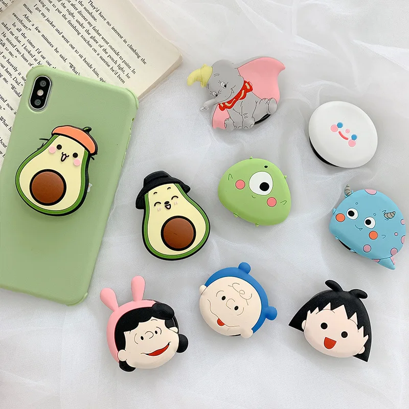 Wholesale 3D Cartoon Airbag Socket Mobile Phone Ring Holder Universal fold Stand Expanding phone Mount Bracket For iPhone Stand