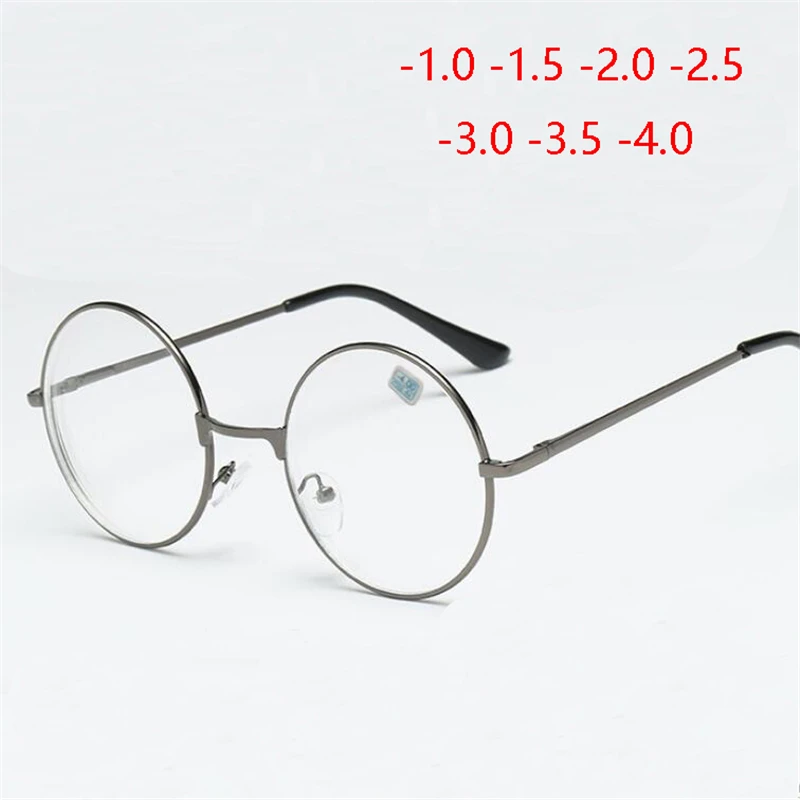 

Round Myopia Glasses Woman Men Retro Metal Clear lens Nearsighted Eyeglasses Black Silver Gold Frames -1.0 -1.5 -2.0 to -4.0