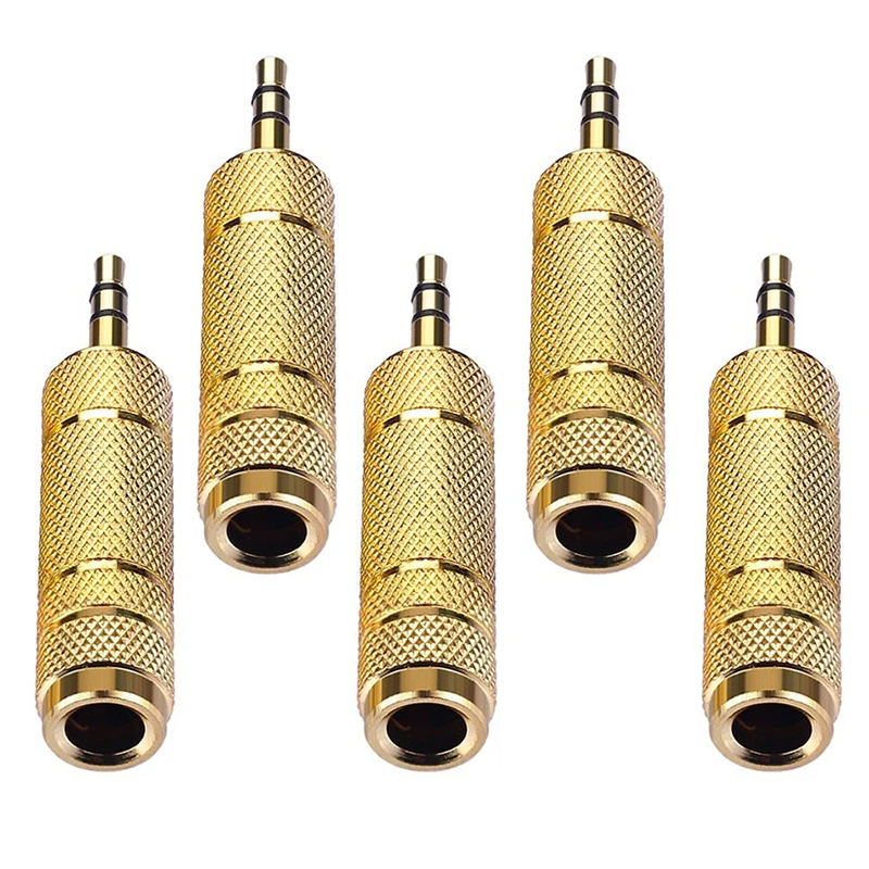 

1/2/5pcs Portable Audio Adapter For Mic Headphone AUX Cable Stereo Jack Converter 3.5mm 1/8'' Male To 6.35mm 1/4'' Speaker TXTB1