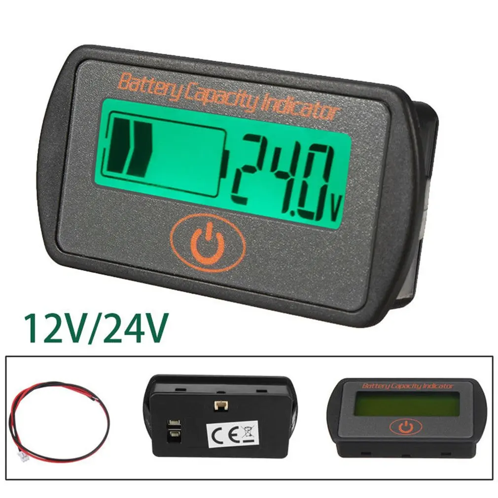 12V/24V Digital Lead-Acid Battery Percentage Voltmeter LCD Display Volt Meter HJ 