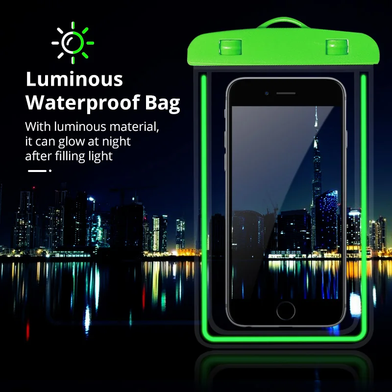 Waterproof Phone Case Portable Waterproof Phone Case Pouch Underwater Dry Bag With Neck Strap Luminous Swimming Bag For Water Games Beach Sport Skiing