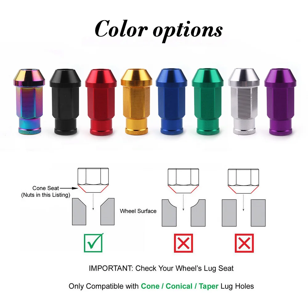 RASTP 20Pcs D1 Spe Performance Racing Wheel Lug Nuts Screw M12x1.5/1.25 Length 50mm Aluminum Universal RS-LN007