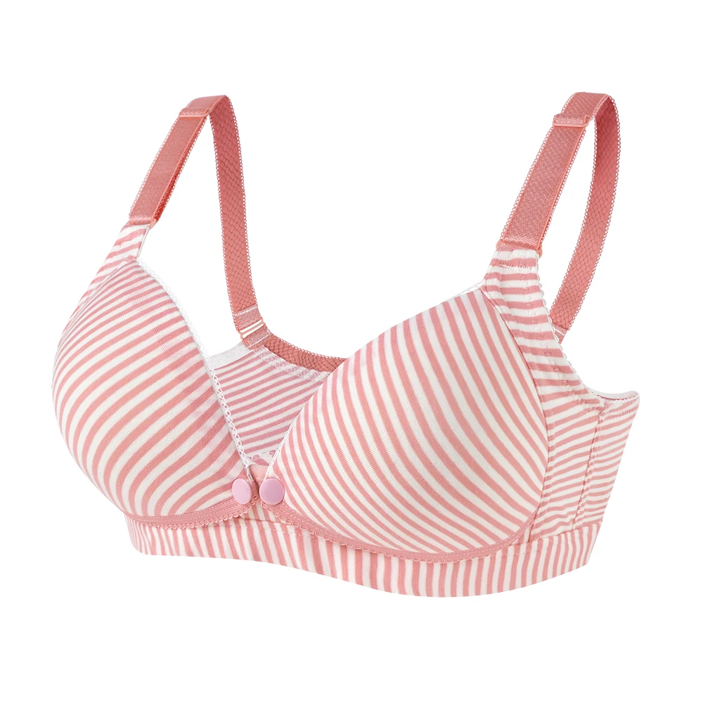 Pink Stripe 1 Хлопок открытия беременности и родам для Для женщин бюстгальтер для беременных и кормящих; нижнее белье; Бюстгальтер для кормления, для беременных, для беременных, для грудного вскармливания бюстгальтеры - Цвет: Pink Stripe 1