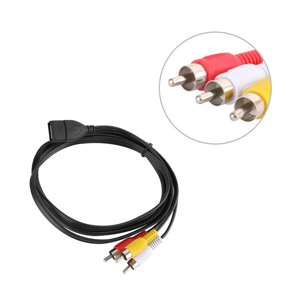 5Ft Usb A Female to3Rca Male Plug Video A/V Camcorder Adapter Cable For HDTV Wholesale