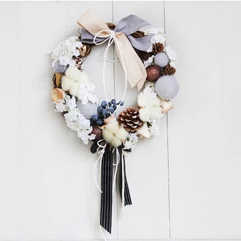 

Newly Christmas Wool Felt Garland Front Door Wall Festival Rattan Hair Ball Wreath Pendants Hanging Ornaments Holiday TE