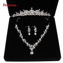 Кристалл ожерелье тиара серьги набор Свадебные ювелирные изделия головной убор