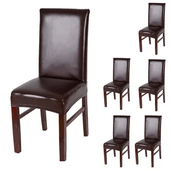 

White Dining Chair Covers Chair Cover Solid Pu Leather Waterproof and Oilproof Stretch Dining Chair Protctor Cover Slipcover