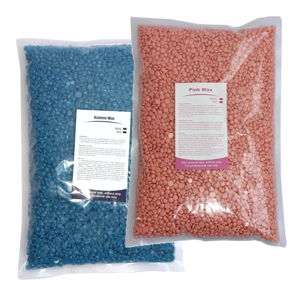 2Bags Home Hard Wax Bead Beans for Face Bikini Underarm Back Chest Leg 500g/bag Depilatory Hard Wax Bikini Hair Removal Bean