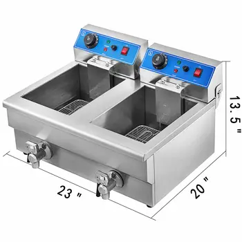 

24L 8KW Electrical Fryer Commercial Automatic Thermostat Chips
