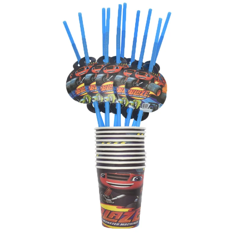 20pcs set Blaze Monster Machines дизайн украшения чашки тарелки Дети сувениры ребенок душ посуда стеклянные флаги посуда для вечеринки в честь Дня рождения набор - Цвет: 20pcs set