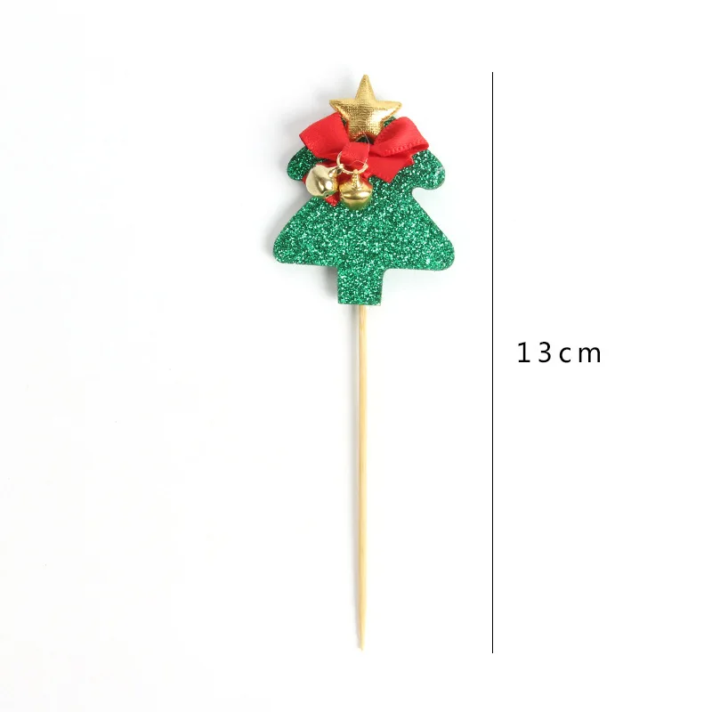 5pcs green bell tree Рождественская серия декор для торта Санта-Клаус Рождественское дерево носки Вымпел флаг Счастливого Рождества олень мультфильм Рождественский Топпер поставки - Цвет: 5pcs green bell tree