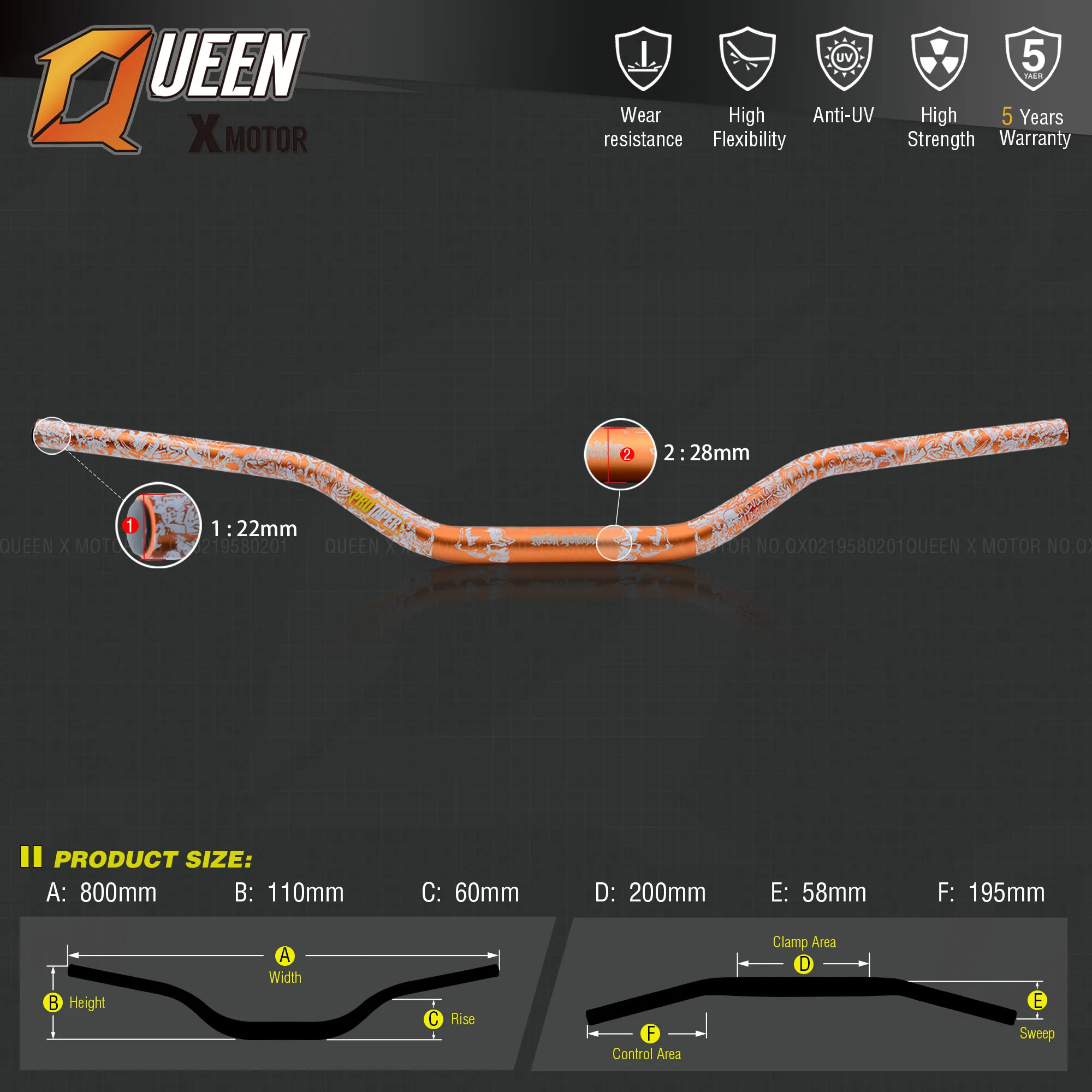 Серая алюминиевая 28 мм 1-1/" Руль для moto rcycle moto MX CR CRF CRM XR YZ YZF WR WRF DR DRX RM РМЗ EX 85 125 200 250 400 650