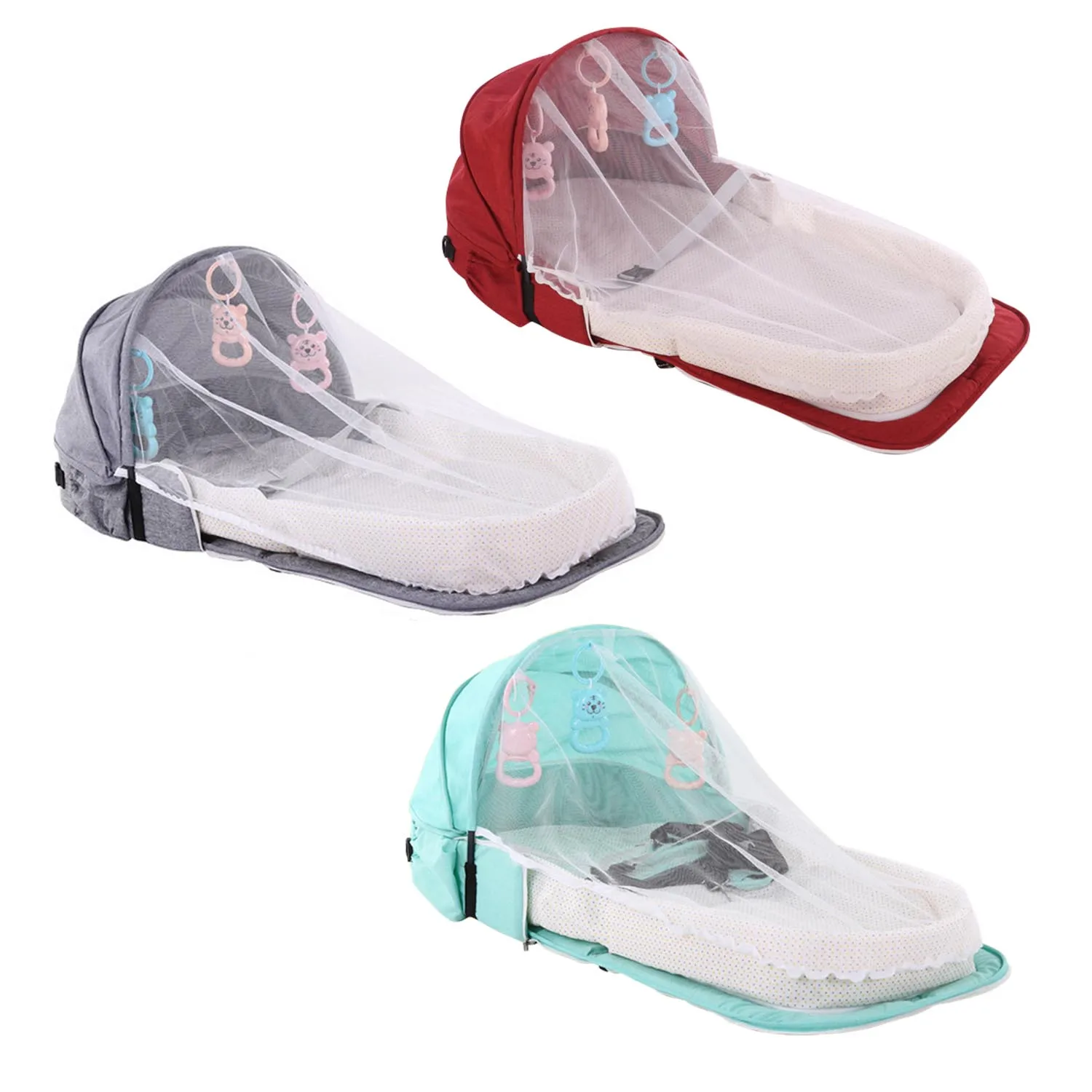 

Portable Foldable Baby Sleeping Bed Crib Basket with Toys Mosquito Net for 0-1 Years Old Infants Home Travel Breathable Baby Bed
