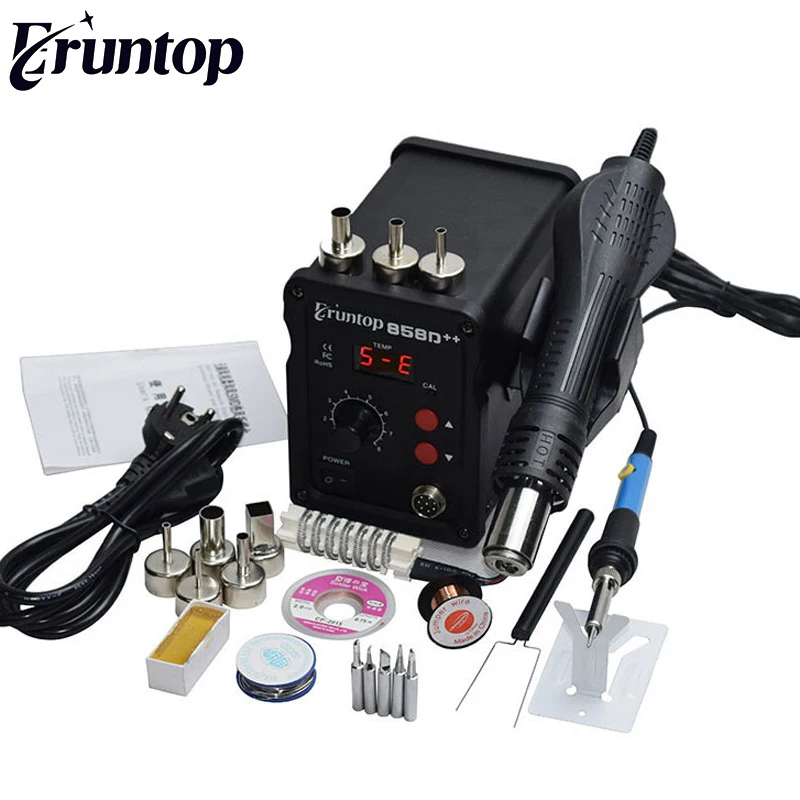 Eruntop 858D + пистолет горячего воздуха паяльная станция 700 Вт BGA SMD Сварка SMT ремонтный