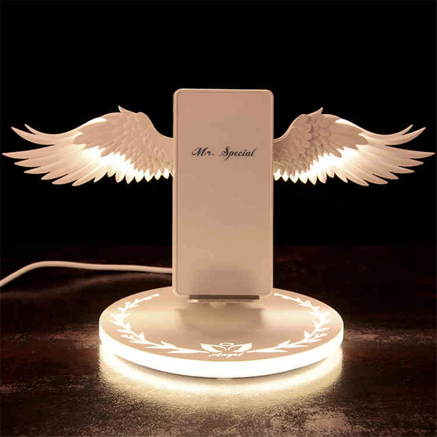 Angel Wings быстрое зарядное устройство 10 Вт Беспроводная зарядка для iPhone X XR 8 samsung Note 10 huawei P30 Pro Honor держатель телефона для Xiaomi