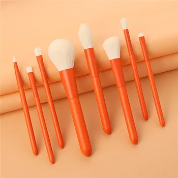 

8Pcs Makeup Brushes Set Orange For Foundation Blush Eyeshadow Concealer Powder Lip Make Up Cosmetics Brush Makeup Pen T08095