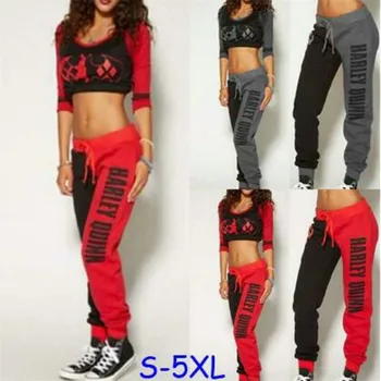 

Movie Suicide Squad Cosplay Costume Harley Quinn Clown Female Megamind Run Easy Jogger Sportswear Pants Adult Woman Trousers