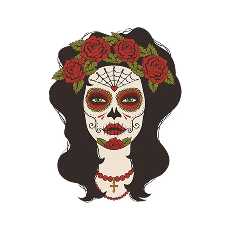 

Interesting Graphics Car Sticker Sugar Skull Rose Lady Decal Bumper Window Laptop Travel Luggage Waterproof Auto Decal KK13*10cm