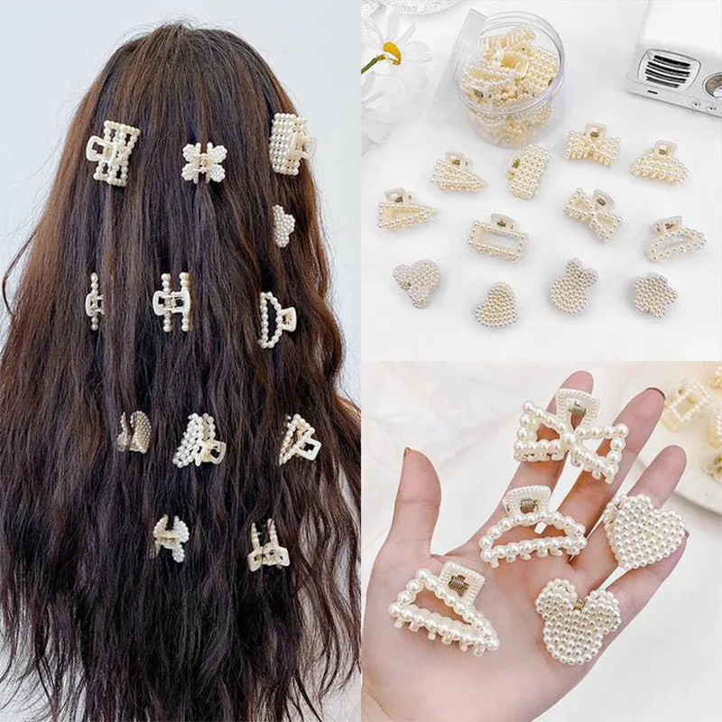 

12pcs Fashion Pearl Hair Clip Small Grab Clip for Women Elegant Pearl Hairpin Hair Accessories Geometric Jewelry Lady Barrette