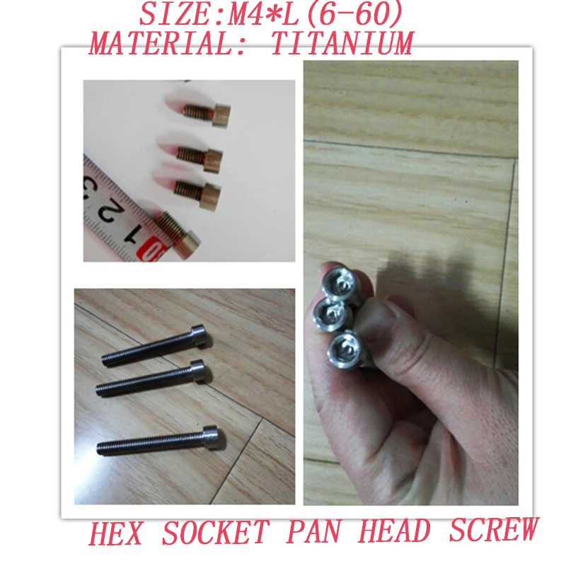 

10pcs/lot M4*6/8/10/12/16/20/25/30/35/40/45/50/60 hex socket cap pan head Titanium screws titanium bolts hardware fasteners 133