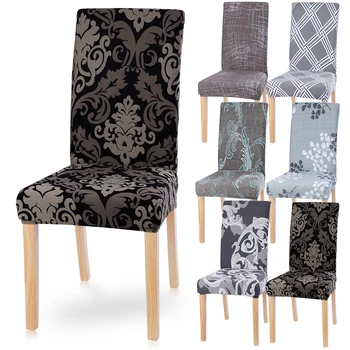

Stretch Dining Chair Covers Jacquard Removable Chair Elastic Spandex Slipcovers Protector cover 1/2/4/6 pieces colourful