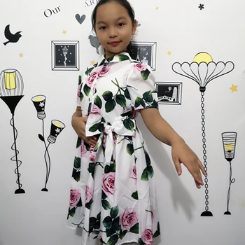 

2020 Girl's Fashionable flower princess blue dress