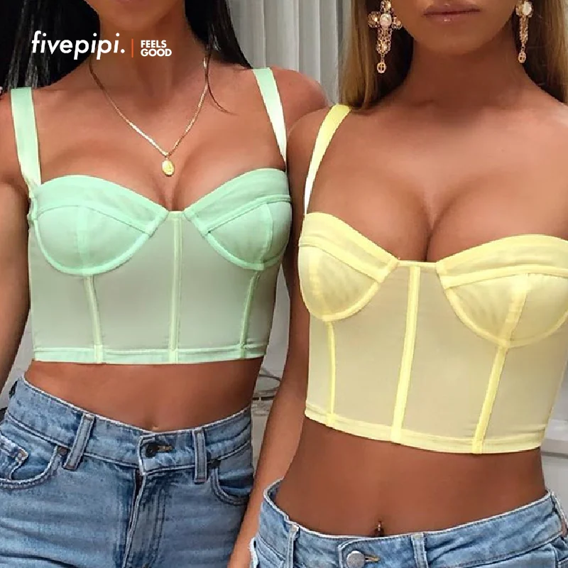 yellow bustier crop top