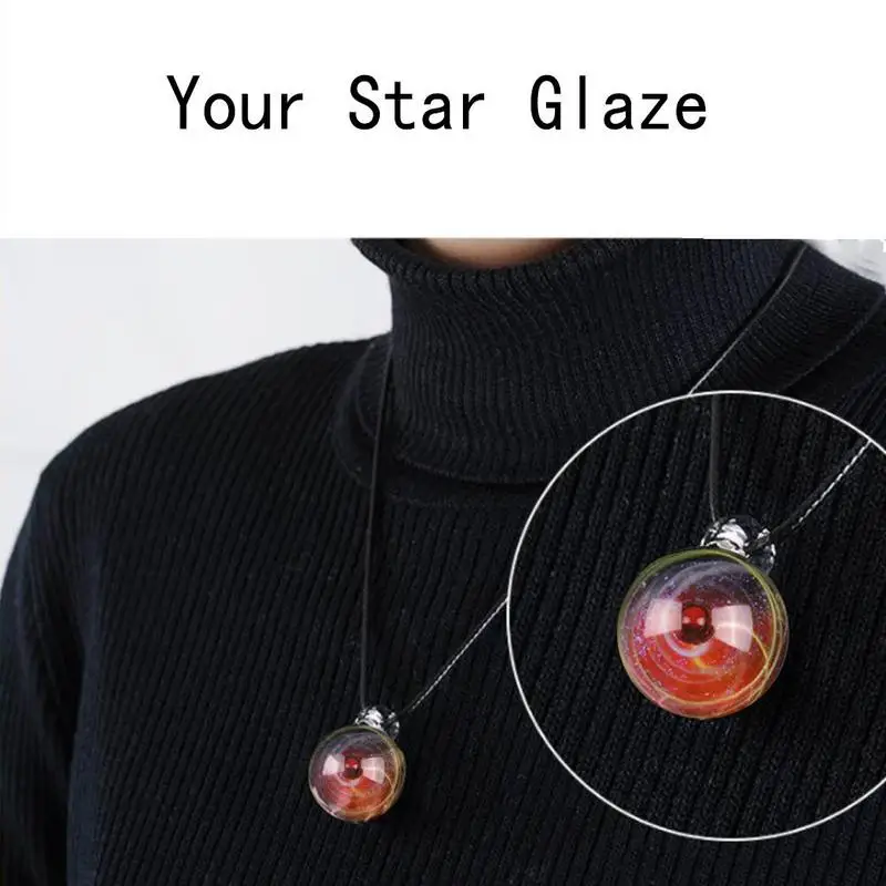 

Unisex Nebula Space Universe Galaxy Necklace Stars Glass Ball Pendant Crystal Collares Planet Pattern For Girl Gift with box