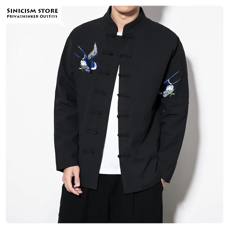 

Sinicism Store Men Single Breasted Vintage Jackets Mens 2019 Autumn Chinese Style Coat Clothes Male Embroidery Oversize Jackets