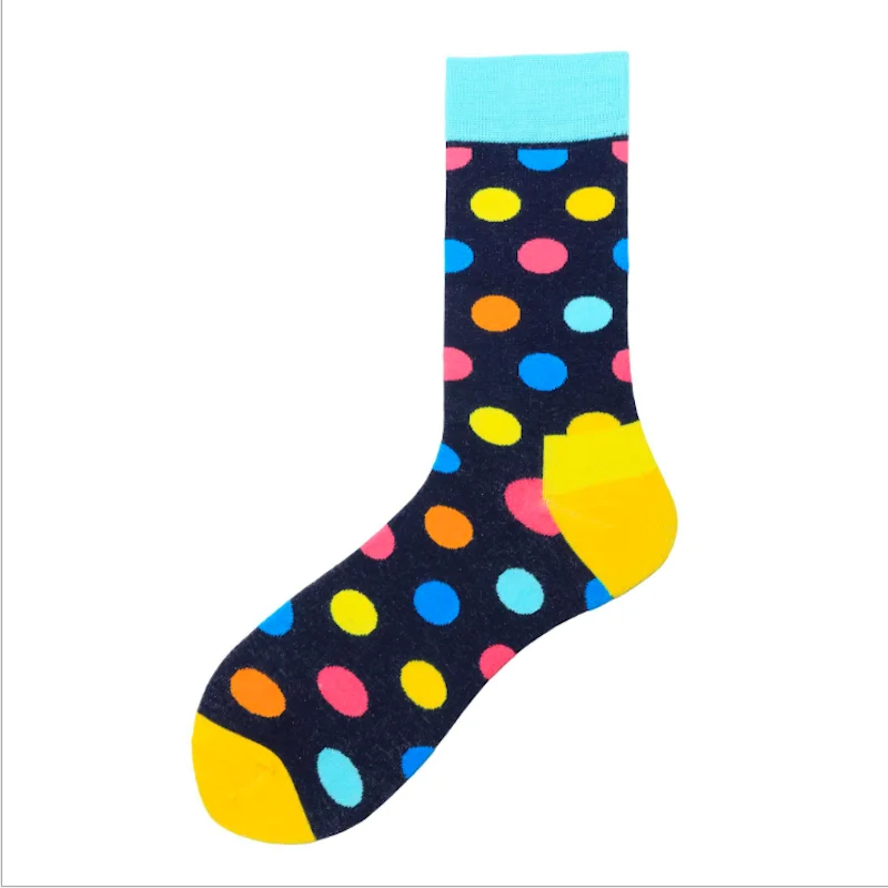 Осенне-зимние цветные носки в горошек для мужчин, Классические носки Харадзюку из чесаного хлопка с точками, Веселые носки в стиле хип-хоп, мужские забавные носки