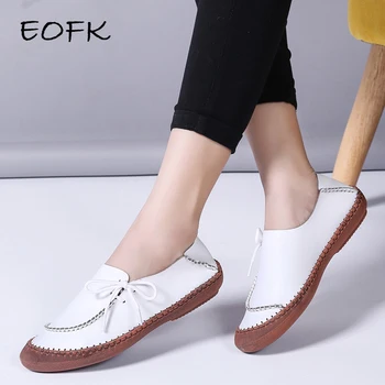 

EOFK Women Ballet Flats Shoes New Genuine Leather Flat Slip-on Shoes Woman Loafers Soft Breathable Casual Flats Shoes Women
