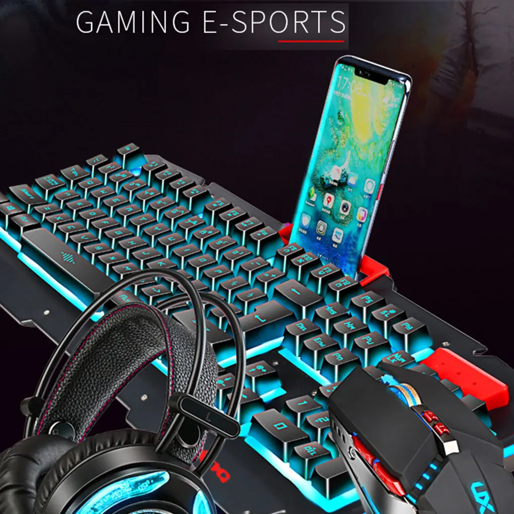 

Gaming Keyboard and Mouse Wired Keyboard Set Optional Luminous Metal Key Ergonomical 2400dpi Silent Gamer Kit For PC Laptop