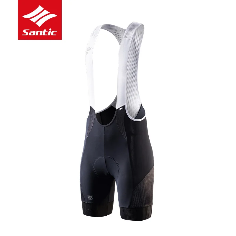 Santic PRO TEAM профессиональные гоночные мужские шорты с нагрудником дышащие MTB горный велосипед Колготки брюки гелевые мягкие велосипедные спортивные шорты с нагрудником - Цвет: White