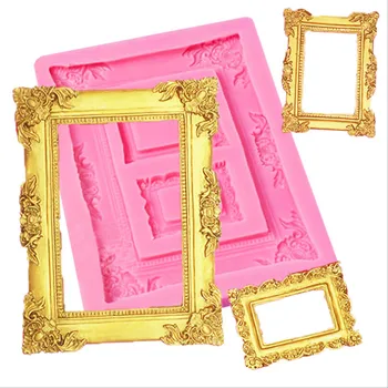 

Classic Retro Photo Frame DIY Fondant Cake Biscuit Clay Epoxy Plaster Decoration Modeling Tool Handmade Silicone Mold