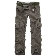 Корейские модные Свободные повседневные брюки с несколькими карманами, прямые мужские комбинезоны(без пояса