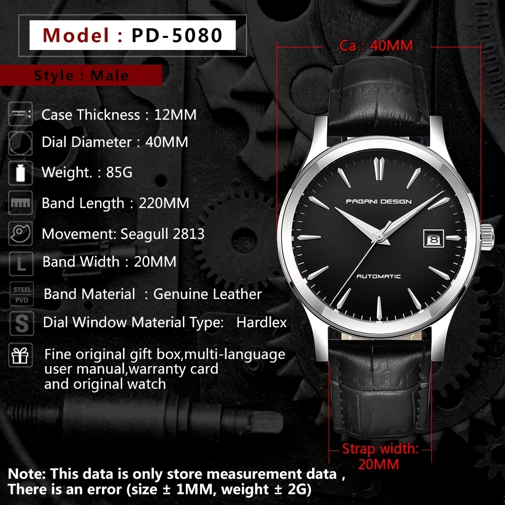 2021 Pagani Design Minimalist Classic Men's Mechanical Watch Stainless Steel Automatic Waterproof Watch Luxury Relogio Masculino