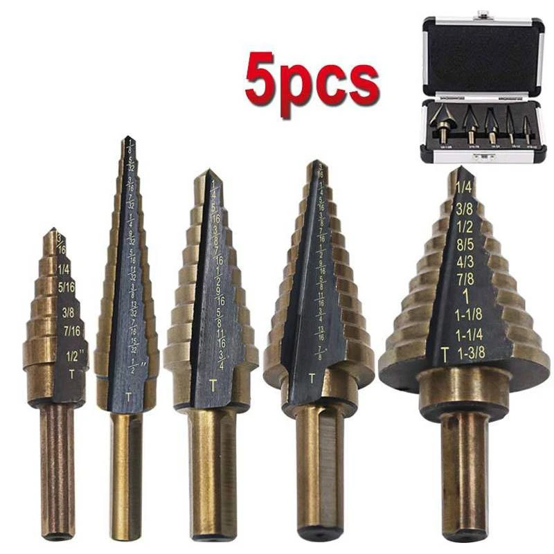 5 шт. сверло HSS 4241 ступенчатая Буровая головка бура комплект Титан конус сверла