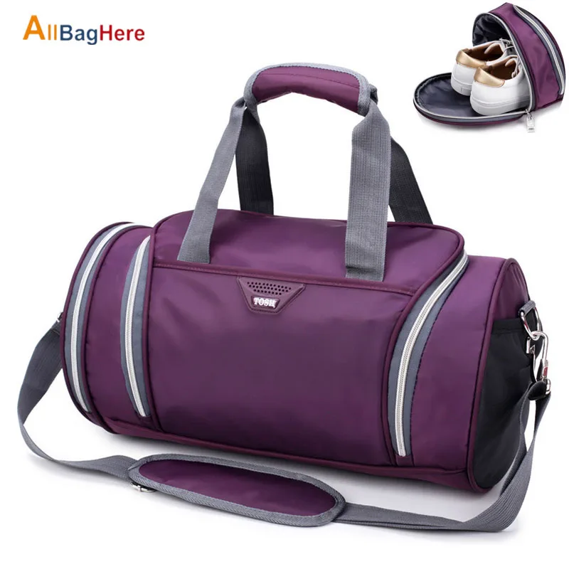 

Travel Sports Gym Bag Women Men Light Foldable Tubular Yoga Fitness Handbag Training Waterproof Shoulder Bag With Shoes Pocket