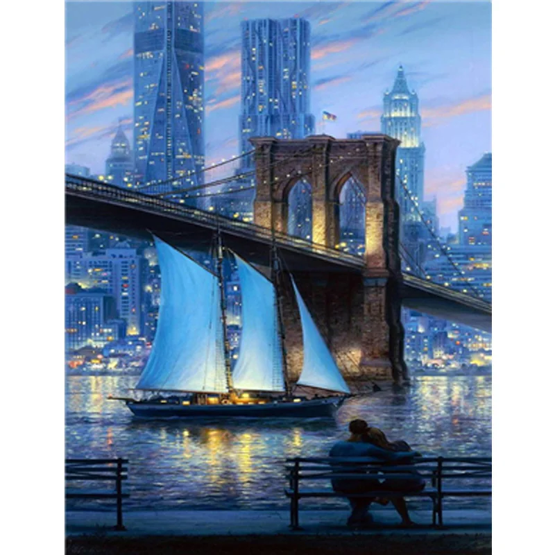 

5D DIY Diamond Embroidary Full Round Drill Mosaic Cross Stitch Landscape 3D Diamond Painting kit Sticker Home Decor TY350