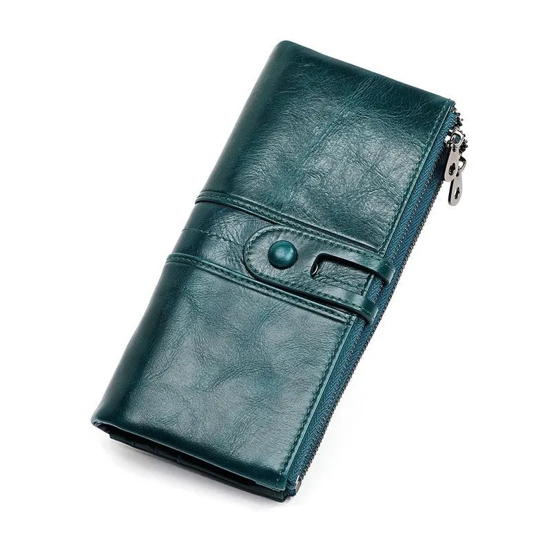 

Genuine Leather Women Clutch Wallet and Female Coin Purse Portomonee Clamp For Phone Bag Card Holder Handy Passport Holder