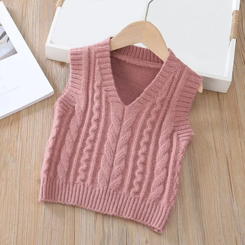 Baby Toddler Clothes School Boy Girl Vest Children Waistcoat Sleeveless Knitted Pullover Sweater Kids Vest For Boys Girls children vest