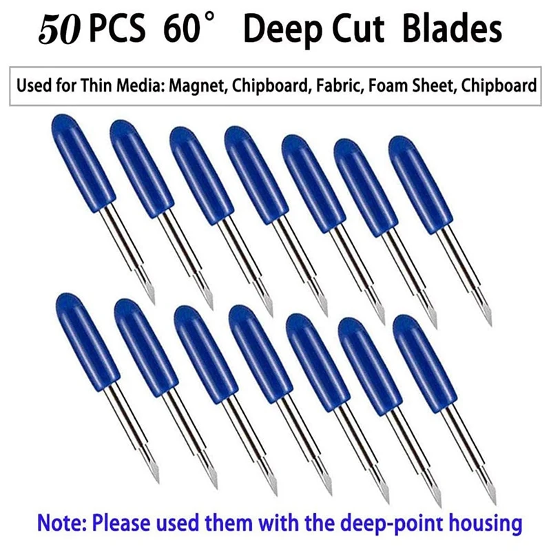50PCS Deep Cut Blades for Cricut Explore Air 2 Air Maker Expression Vinyl  Fabric 60 Degree Cutting Blades Replacement