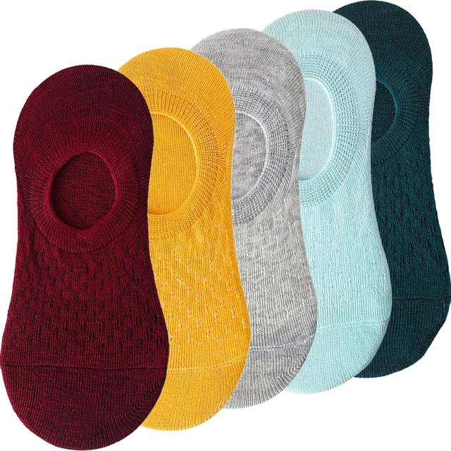 10 pieces = 5 pairs Women Invisible Solid Color Socks Slippers Ladies Polyester Cotton Non-slip Silicone Ankle Socks skarpetki 5 pairs 15