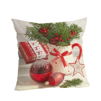 

Throw Pillow Case Canvas Pillow Case Christmas Theme Pattern Pillow Cushion Cover with Hidden Zipper Closure