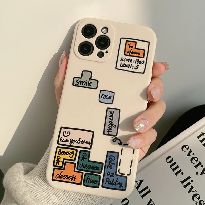 Силиконовый чехол для телефона Tetris античный белый Iphone 13 XR 7 8 Plus 11 12 Mini Pro Max Xs X