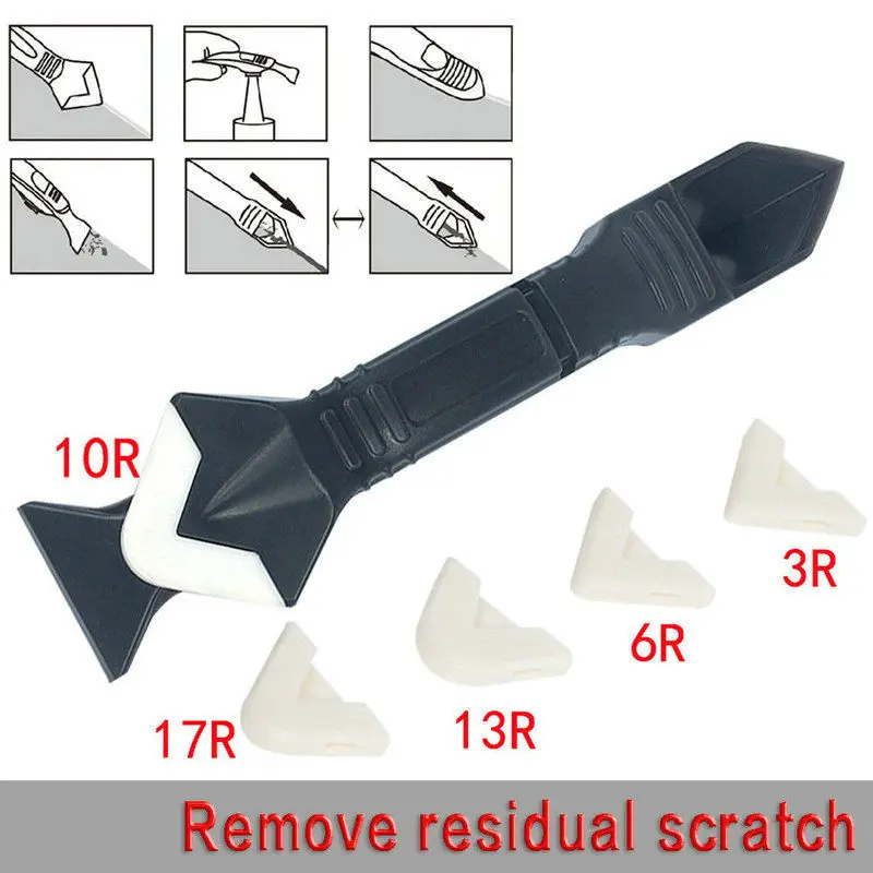 3 In 1 Sealant Angle Scraper Silicone Grout Caulk Tool Kit Set Remover Spreader Spatula Cement For Kitchen Window Cleaner