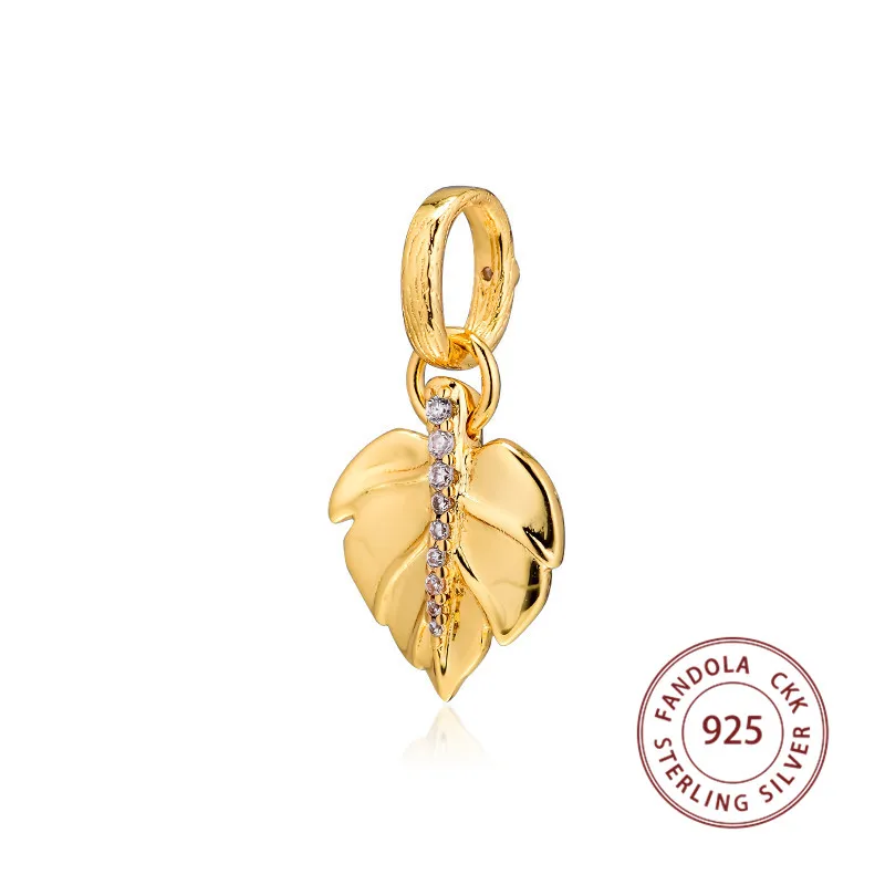Подходит Pandora браслет Argent Шарм 925 серебро Блестящий лист кулон Подвески бусины для изготовления ювелирных изделий