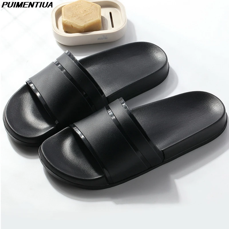 PUIMENTIUA-Zapatillas de verano para hombre, chanclas simples de plataforma, antideslizantes para baño, playa, para interior, Unisex