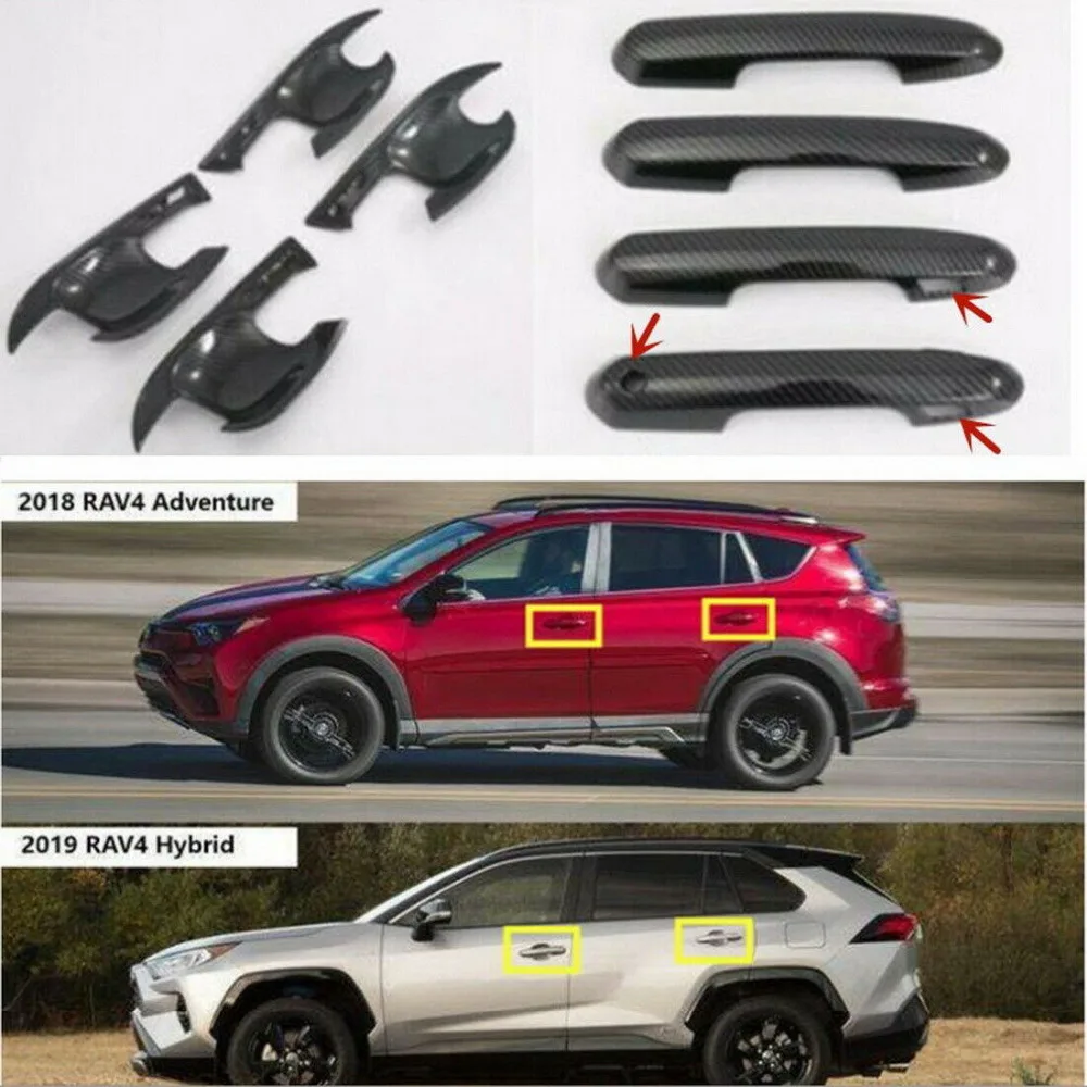 8 шт углеродное волокно Смарт дверная ручка Чаша Крышка отделка для Toyota RAV4