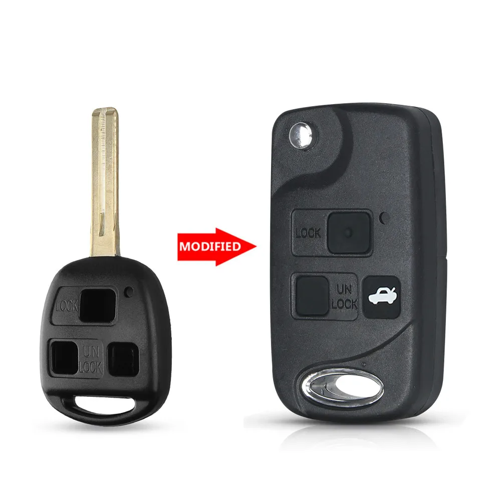 KEYYOU 3 кнопки модифицированный откидная оболочка ключа дистанционного управления для Lexus RX300 LS400 LS430 ES330 SC430 IS300 LX470 RX330 RX350 GS300 T0Y48 лезвие - Количество кнопок: 3 Кнопки
